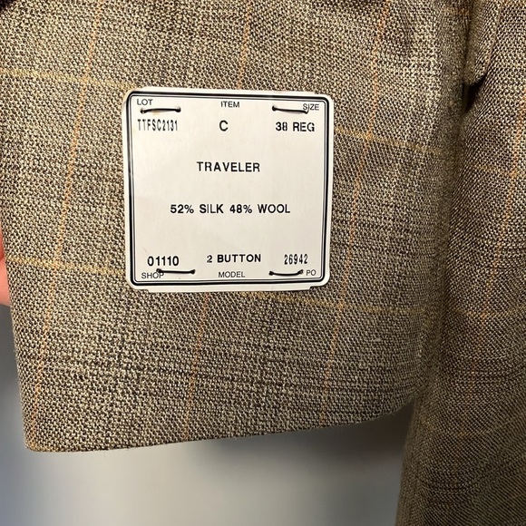 NWT Jos. A. Bank Traveller’s collection Classic Beige plaid Blazer sport coat - Picture 8 of 8